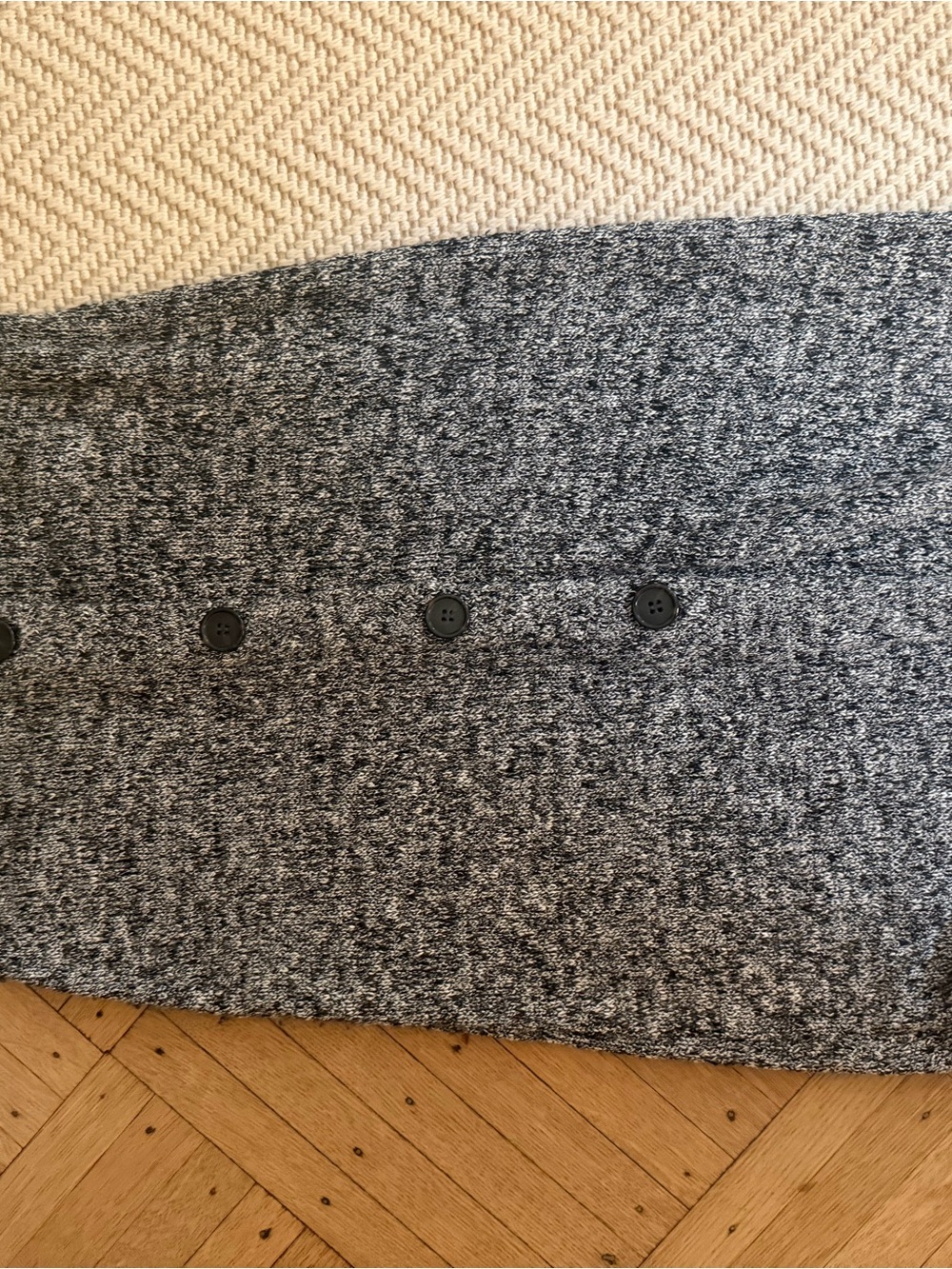 Mango Gray Marled Button-Front Midi Skirt